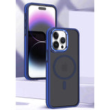 Luxury Magnetic Frosted Translucent Case With Metal Lens Frame For iPhone 15 14 13 12 series