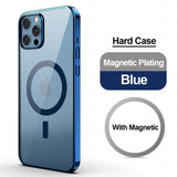 Magnetic MagSafe Transparent Clear Electroplating Frame Phone Case for iPhone 12 Pro Max