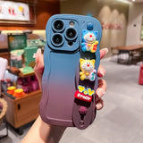 Dual Colour Gradient Wave Case With Wristband For iPhone 14 13 12 series