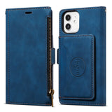 Wallet Leather Zipper Flip Book Case For iPhone 14 13 12 series