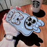 New Cartoon Rabbit Case With Makeup Mirror Holder For iPhone 14 13 12 series