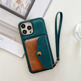 Luxury Wallet Shockproof Card Holder Strap Leather Case for iPhone 13 12 11 Pro Max Mini