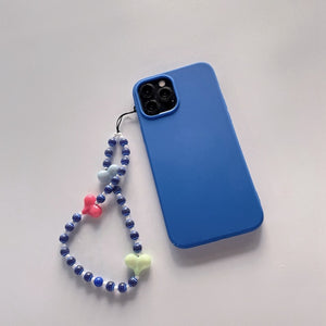 Soft Silicone Phone Case with Bohemian Acrylic Colorful Beaded Love Heart Lanyard For Iphone 12 11 XS Series