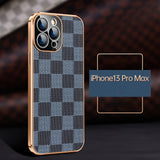 Luxury Carbon Fiber Leather Camera Protection Case for iPhone 13 12 11 Pro Max Mini