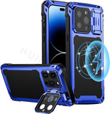 Metal Rugged Empered Glass Screen Protector Camera Protection Armor Magsafe Magnetic Case For iPhone 14 series