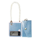 Glitter Pearl Bracelet Chain Cards Slot Wallet Case for Samsung Galaxy Z Flip 4 3