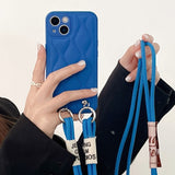 Double Chain Crossbody Lanyard Leather Back Case for iPhone 13 12 11 Series