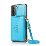 Leather Card Pocket Wallet Case with Lanyard For Samsung Galaxy S21 S20 FE