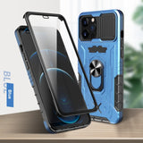 360 Full Camera Protector Tempered Glass Ring Holder Case for iPhone 13 12 Series