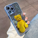 Durian Bear Diamond Lens Protection Case For iPhone 14 13 12 series