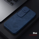 Slide Camera Lens Protector Vintage Qin Flip Wallet PU Leather Case For iPhone 13 Series