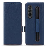 Genuine Leather Wallet Card Case With S Pen Slot For Samsung Galaxy Z Fold 3