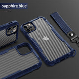 Shockproof Carbon Fiber Case with Wrist Strap For iPhone 12 11 Series