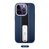 Luxury Carbon Fiber Texture Stand TPU Soft Frame Shockproof Bracket Case For iPhone 14 13 12 series