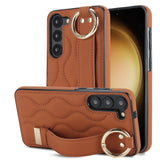 PU Leather Ring Shockproof Cases With Wrist Strap Holder for Samsung Galaxy S23 S22 Ultra Plus