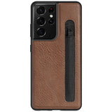 Aoge Leather Case Luxuly Texture With Pen Slot Phone Back Cover For Samsung S21 Ultra