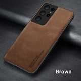 Luxury Carmera Lens Protection Car Magnetic Shockproof PU Leather Phone Case For Samsung S21 Plus Ultra