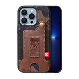Denim Leather Wallet Case for iPhone 14 13 12 series