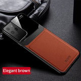 Leather Mirror Glass Back Cover Shockproof Case for Samsung S21 S20 Note 20 Series