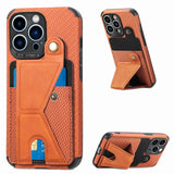 Carbon Fiber Leather Wallet Case for iPhone 13 12 11 Series