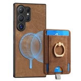 Magnetic Magsafe Detachable Card Leather Wallet Case With Ring Holder For Samsung Galaxy S24 S23 S22 S21 Ultra Plus