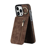 Zipper Cards Holder Leather Wallet Kickstand Case For iPhone 14 13 12 series