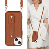 Crossbody Lanyard Wristband Leather Wallet Case for iPhone 14 13 12 series