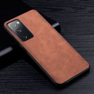 Soft Plain Leather Silicone Case Samsung Galaxy S20 Series