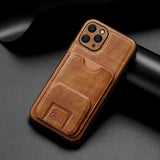 Card Slot Bracket Leather Case for iPhone 14 13 12 series