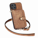 Zipper Wallet Leather Crossbody Lanyard Card Holder Case For iPhone 14 13 12 series