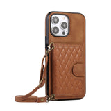 Crossbody Wallet Lanyard Strap Leather Case for iPhone 14 13 12 series