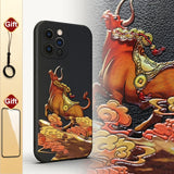 3D Embossed Leather Deer Dragon Full Protect Lens Shockproof Case for iPhone 12 11 Series