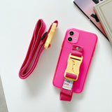 Cool Wrist Crossbody Lanyard Fluorescence Silicone Phone Case for iPhone 12 11 Series