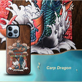 Walnut Wood 3D Embossing Cases for iPhone 14 13 series