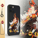 3D Embossed Leather Deer Dragon Full Protect Lens Shockproof Case for iPhone 12 11 Series