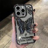 Luxury 3D Butterfly Folding Stand Bracket Hard PC Case For iPhone 15 14 13 12 series