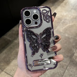 Luxury 3D Butterfly Folding Stand Bracket Hard PC Case For iPhone 15 14 13 12 series