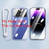Fashion Gradient Color Big Window Transparent Armor Lanyard Case for iPhone 14 13 12 series