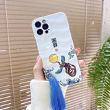 Wavy Bump Texture IMD Cover With Tassel Rope Soft Silicone Back Case for iPhone 12 Series