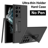 Leather Wrist Strap Holder Matte Case for Samsung Galaxy S22 Series