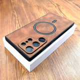 Vintage Deer PU Leather Magsafe Case For Samsung Galaxy S24 S23 S22 S21 Ultra Plus