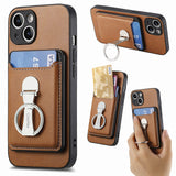 2 in 1 Detachable Magnetic Cards Bag Wallet Leather Case With Ring Holder For iPhone 15 14 13 12 series