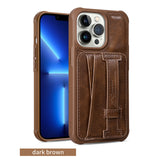 Genuine Leather Holder Ring Card Pocket Case for iPhone 13 12 11 Pro Max Mini