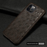 Real Ostrich Leather Case For iPhone 12 & 11 Series