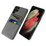 Dual Card Fabric Cloth Case for S22 S21 S20 Ultra Plus FE