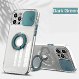 Slide Camera Protector Transparent Silicone Case with Ring Holder For iPhone 13 Series