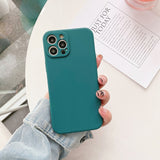 Square Candy Color Matte Soft Silicone Camera Protection Case For iPhone 12 11 Series