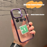 Hollow Fliping Lens Bracket Transparent Acrylic Shockproof Case for iPhone 14 13 12 series
