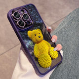 Durian Bear Diamond Lens Protection Case For iPhone 14 13 12 series