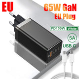 65W GaN Charger Quick Charge QC4.0 QC PD3.0 PD USB C Type C Fast Charger For Xiaomi Redmi Note 10 Macbook